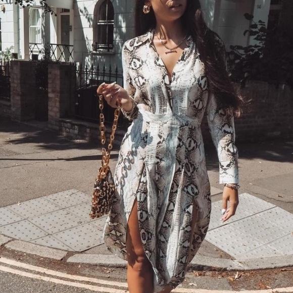 TOPSHOP Faux Snake Print SOLD OUT Dress with Slits - Picture 1 of 4